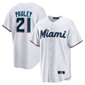 Arlishia M.Marlins #21 Graham Pauley Player White  Home Game Stitched Jerseys