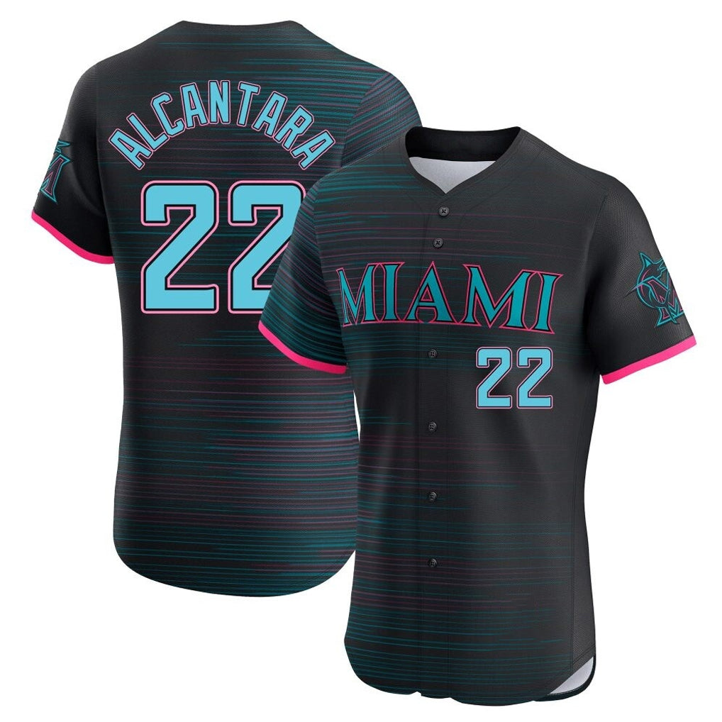 Arlishia M.Marlins #22 Sandy Alcantara Player Black City Connect Home Limited Elite Stitched Jerseys