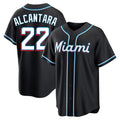 Arlishia M.Marlins #22 Sandy Alcantara Player Black Fashion Out Home Game Stitched Jerseys