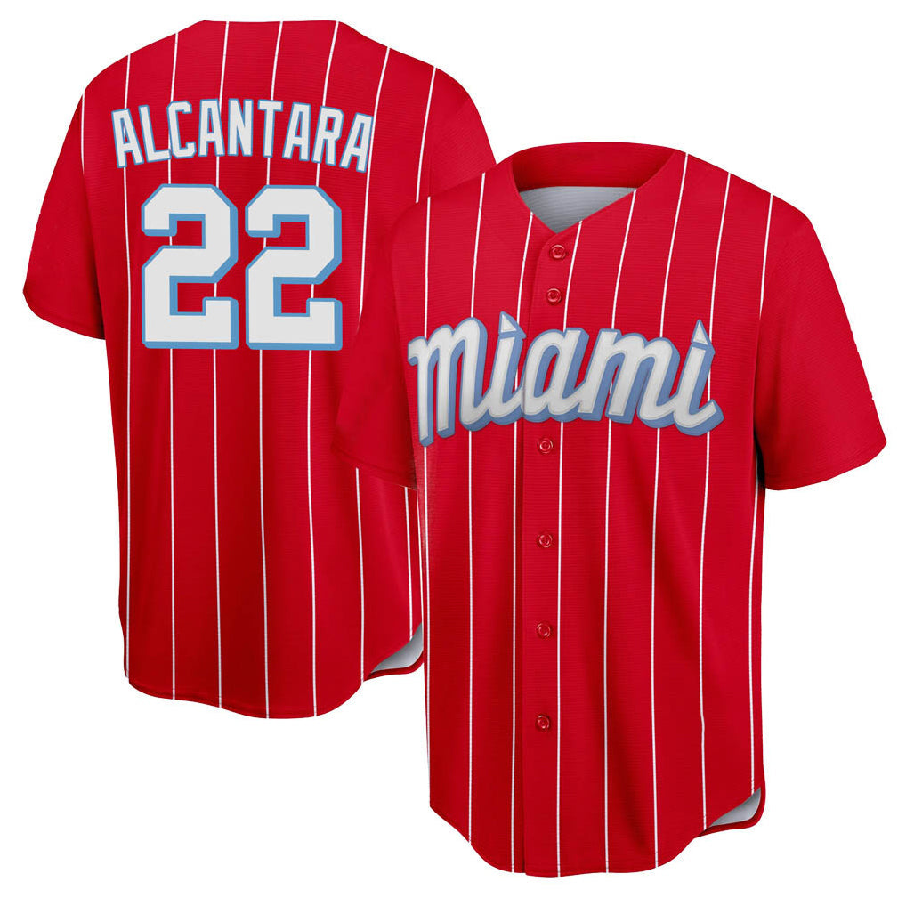 Arlishia M.Marlins #22 Sandy Alcantara Player Red City Connect Home Game Stitched Jerseys