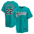 Arlishia M.Marlins #22 Sandy Alcantara Player Teal  Home Game Stitched Jerseys