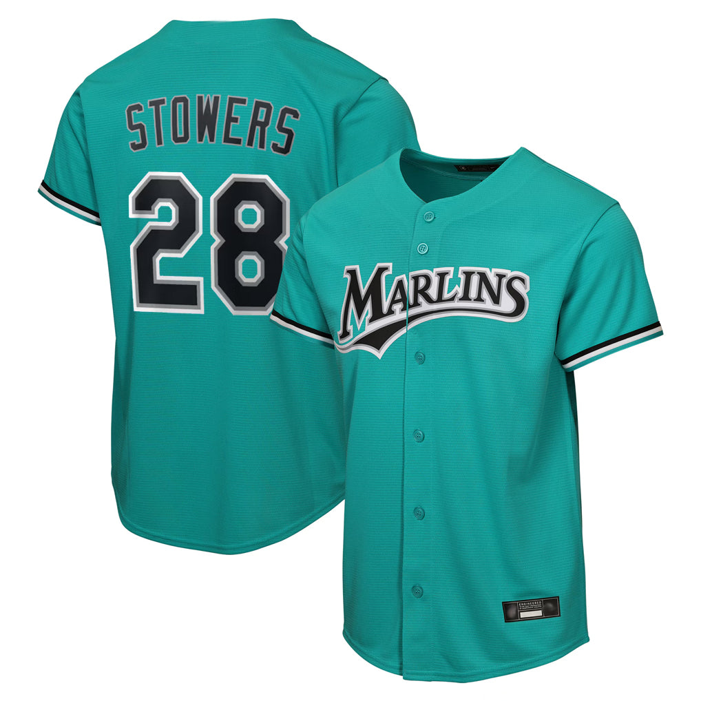 Arlishia M.Marlins #28 Kyle Stowers Player Teal Home Game Stitched Jerseys