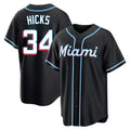 Arlishia M.Marlins #34 Liam Hicks Player Black Fashion Out Home Game Stitched Jerseys