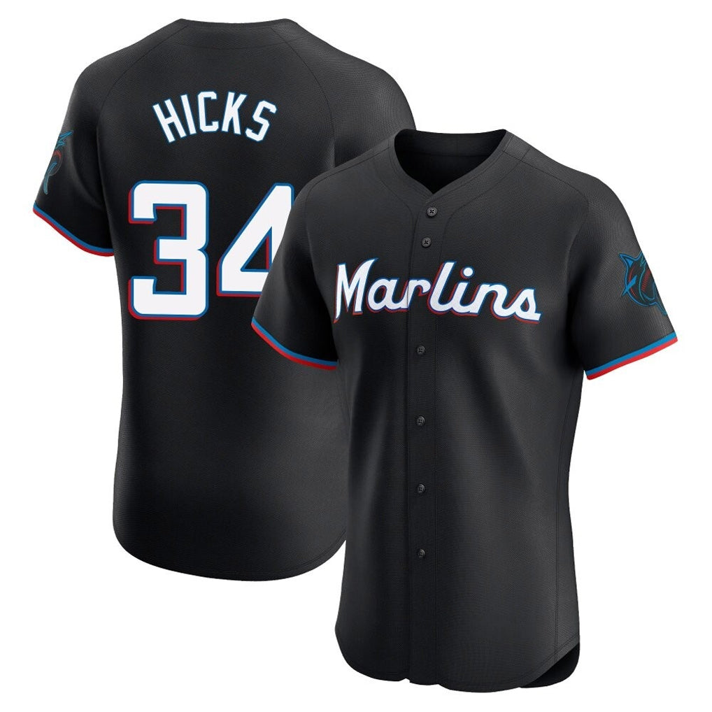 Arlishia M.Marlins #34 Liam Hicks Player Black Vapor Home Limited Elite Stitched Jerseys