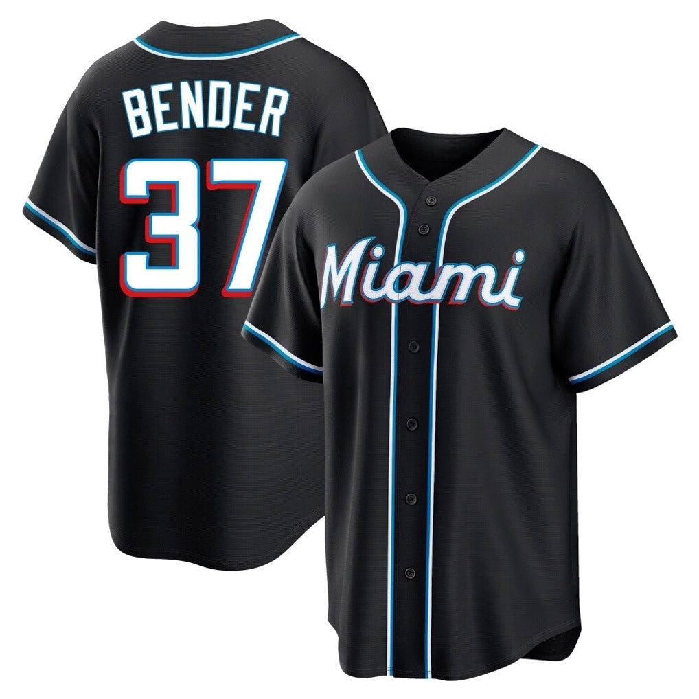 Arlishia M.Marlins #37 Anthony Bender Player Black Fashion Out Home Game Stitched Jerseys