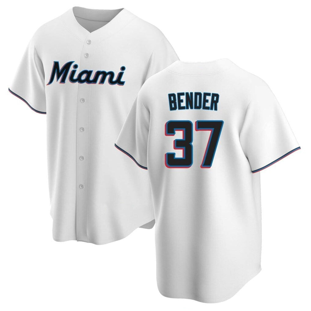 Arlishia M.Marlins #37 Anthony Bender Player White  Home Game Stitched Jerseys