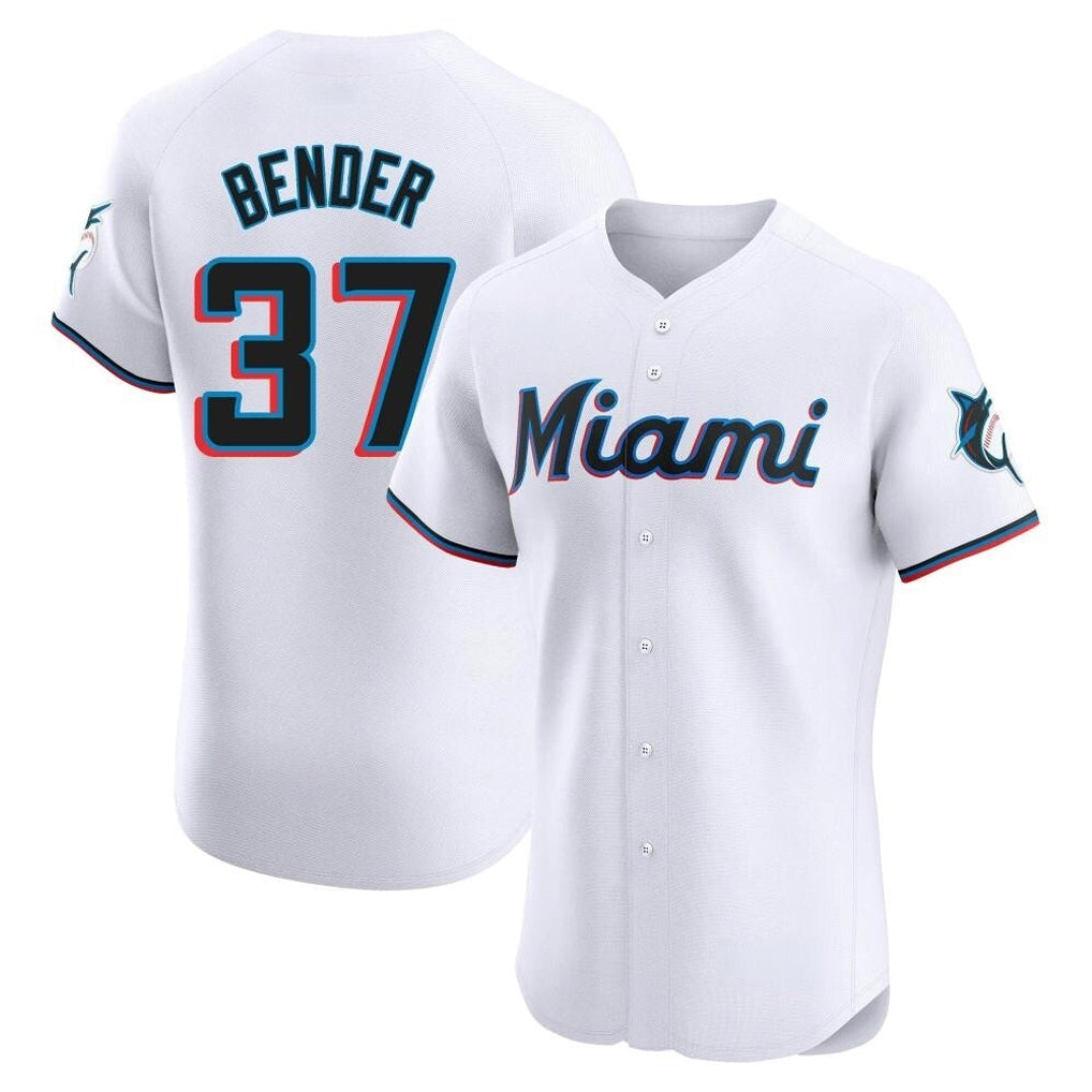 Arlishia M.Marlins #37 Anthony Bender Player White  Home Limited Elite Stitched Jerseys