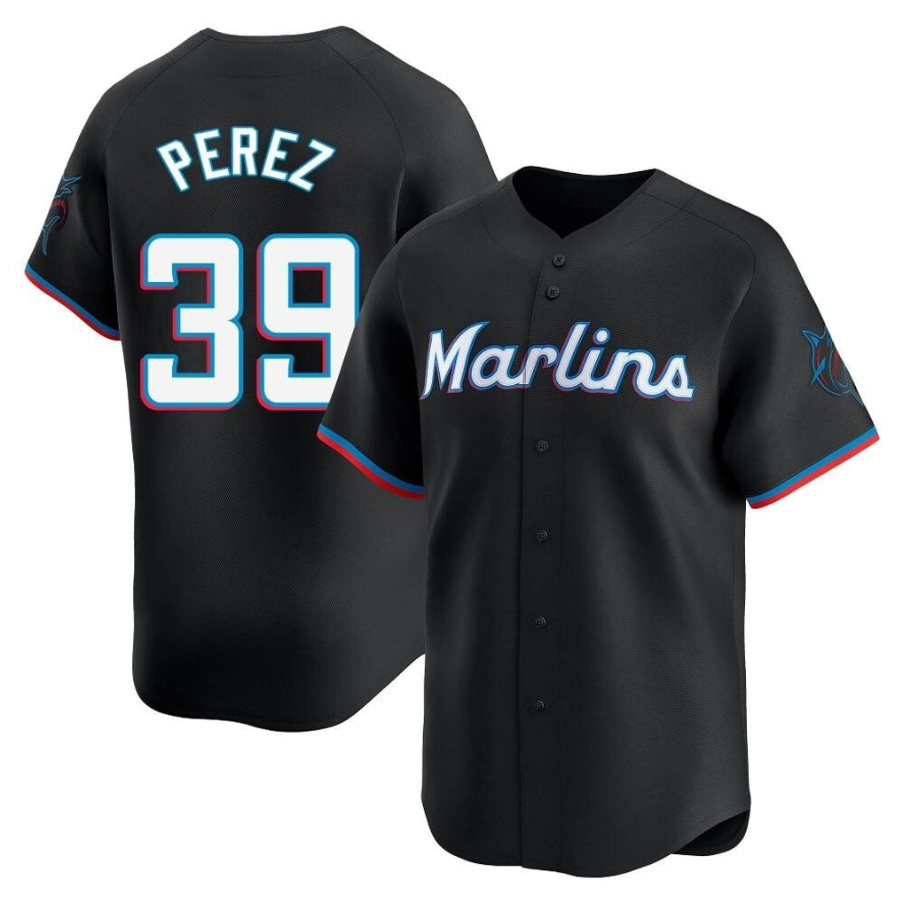 Arlishia M.Marlins #39 Eury Perez Player Black  Home Limited Stitched Jerseys
