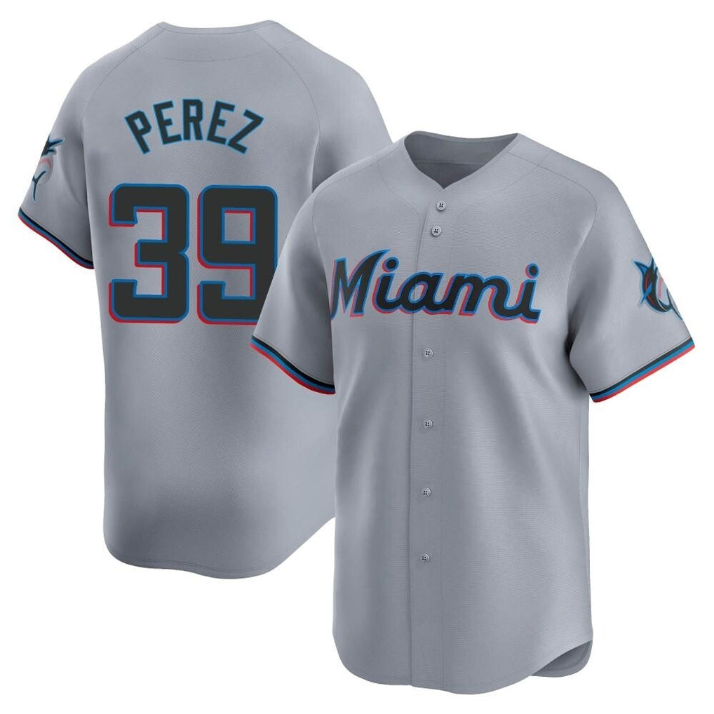 Arlishia M.Marlins #39 Eury Perez Player Gray Home Limited Stitched Jerseys