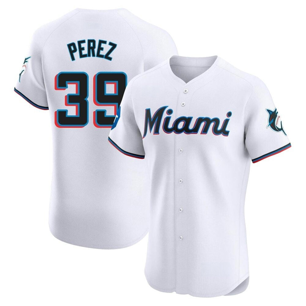 Arlishia M.Marlins #39 Eury Perez Player White  Home Limited Elite Stitched Jerseys