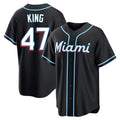 Arlishia M.Marlins #47 John King Player Black Fashion Out Home Game Stitched Jerseys