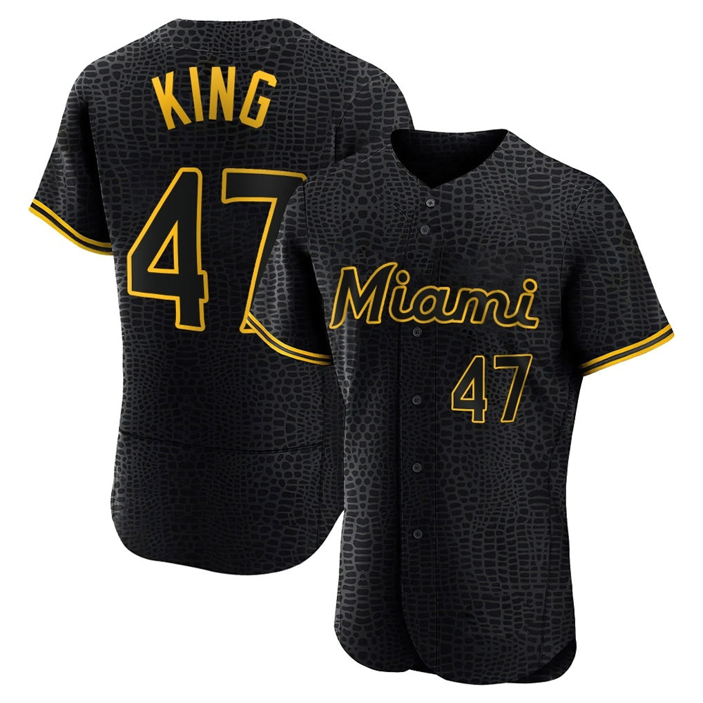 Arlishia M.Marlins #47 John King Player Black Snake Skin City Home Limited Elite Stitched Jerseys