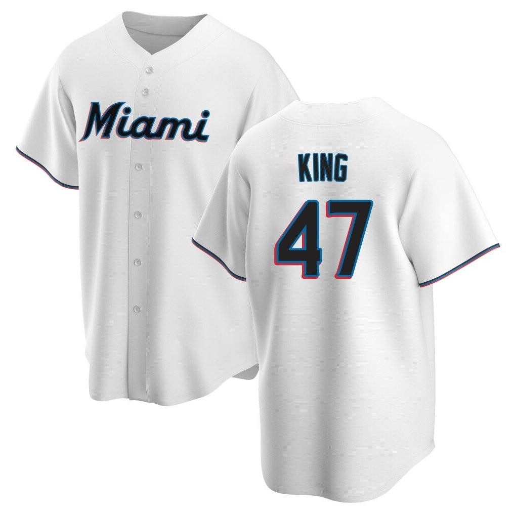 Arlishia M.Marlins #47 John King Player White  Home Game Stitched Jerseys