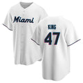 Arlishia M.Marlins #47 John King Player White  Home Game Stitched Jerseys