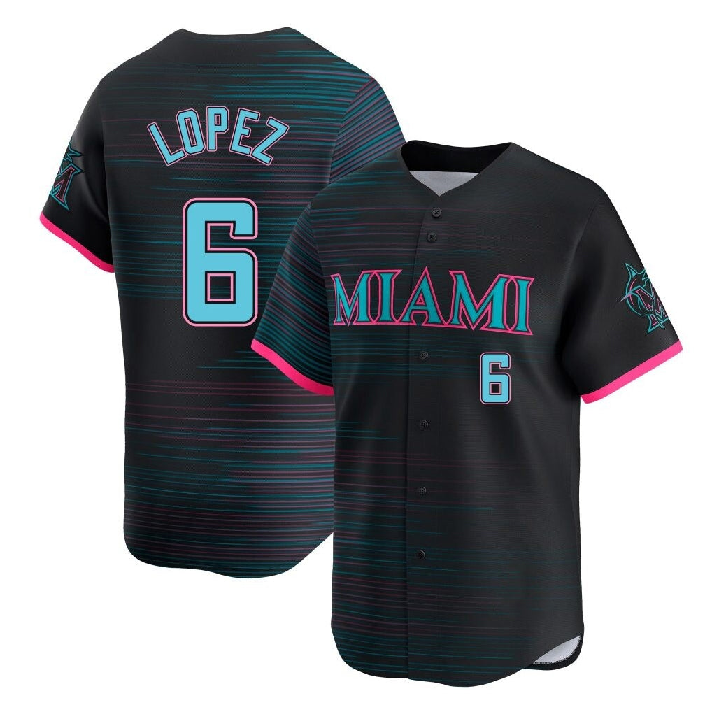 Arlishia M.Marlins #6 Otto Lopez Player Black City Connect Home Limited Stitched Jerseys