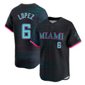 Arlishia M.Marlins #6 Otto Lopez Player Black City Connect Home Limited Stitched Jerseys