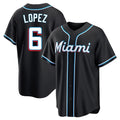 Arlishia M.Marlins #6 Otto Lopez Player Black Fashion Out Home Game Stitched Jerseys