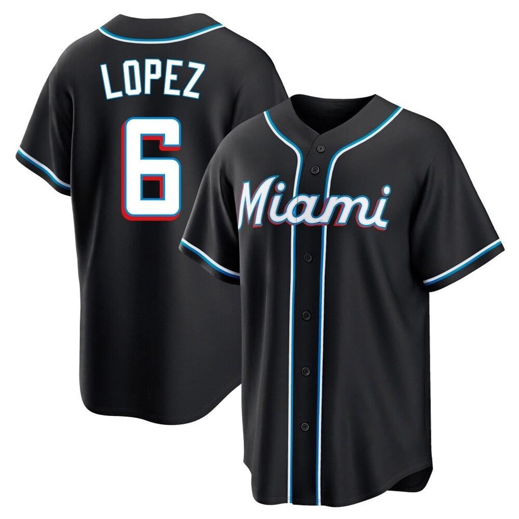 Arlishia M.Marlins #6 Otto Lopez Player Black Fashion Out Home Game Stitched Jerseys