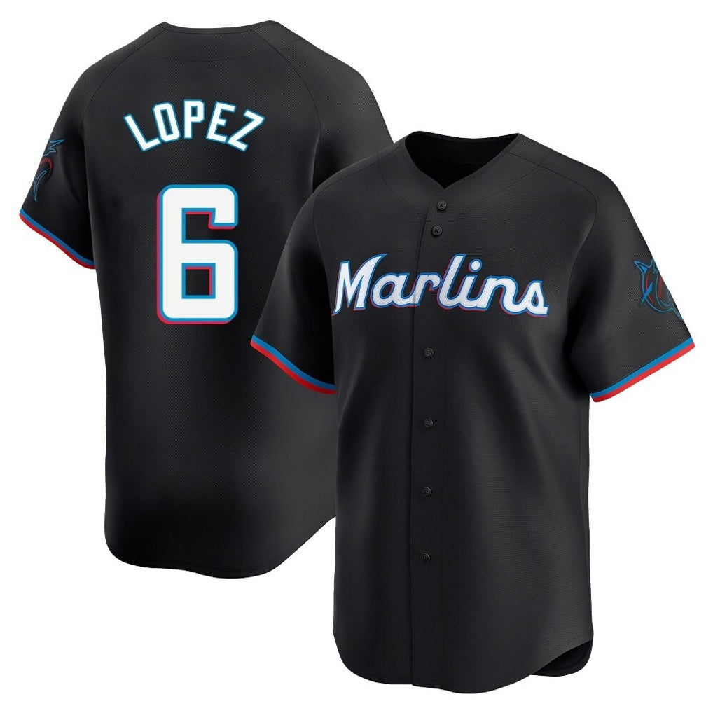 Arlishia M.Marlins #6 Otto Lopez Player Black  Home Limited Stitched Jerseys