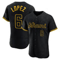Arlishia M.Marlins #6 Otto Lopez Player Black Snake Skin City Home Limited Elite Stitched Jerseys