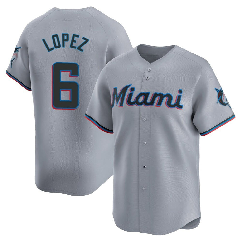 Arlishia M.Marlins #6 Otto Lopez Player Gray Home Limited Stitched Jerseys