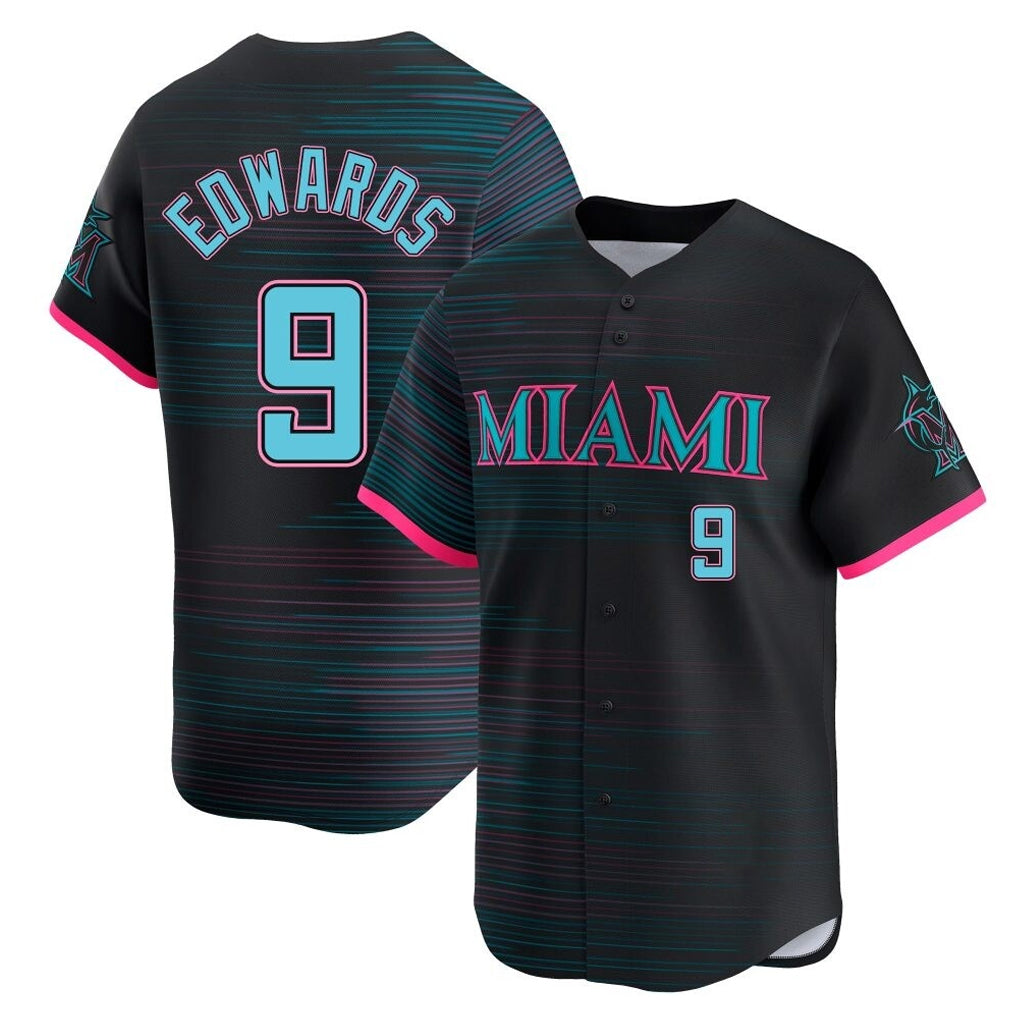 Arlishia M.Marlins #9 Xavier Edwards Player Black City Connect Home Limited Stitched Jerseys