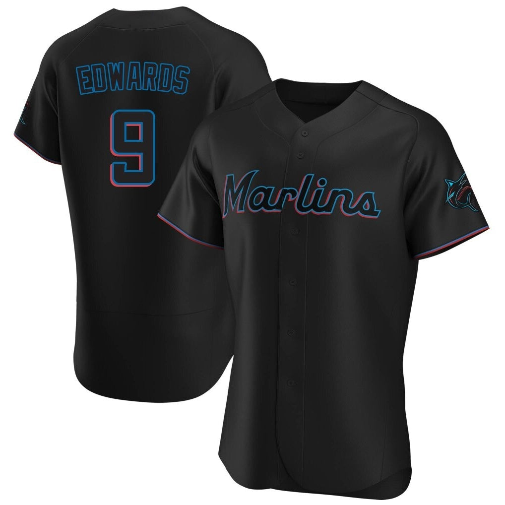 Arlishia M.Marlins #9 Xavier Edwards Player Black Home Limited Elite Stitched Jerseys