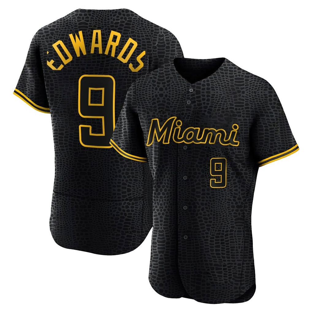 Arlishia M.Marlins #9 Xavier Edwards Player Black Snake Skin City Home Limited Elite Stitched Jerseys