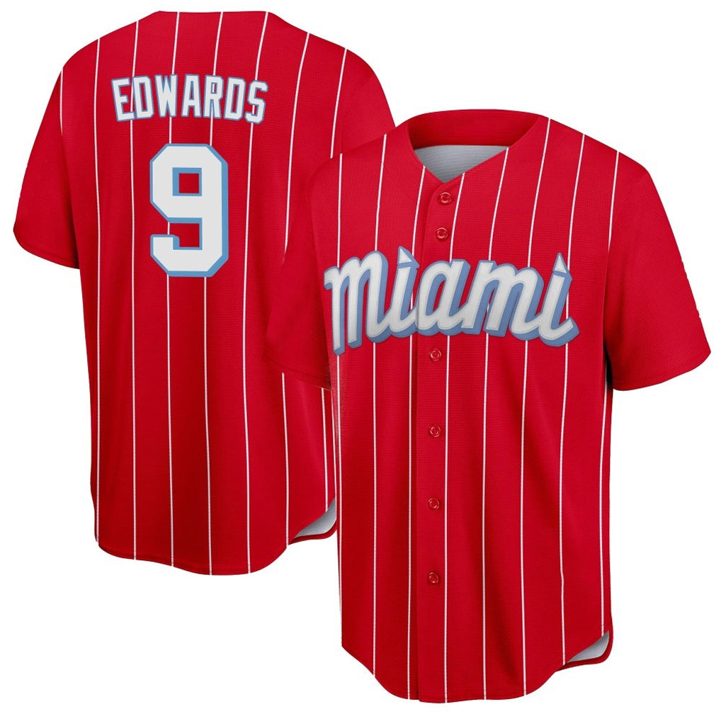 Arlishia M.Marlins #9 Xavier Edwards Player Red City Connect Home Game Stitched Jerseys