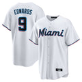 Arlishia M.Marlins #9 Xavier Edwards Player White  Home Game Stitched Jerseys