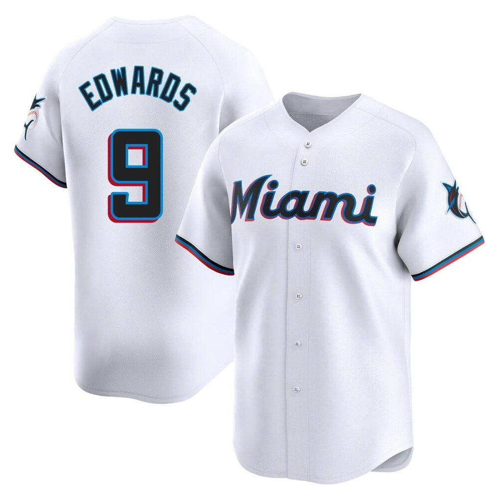 Arlishia M.Marlins #9 Xavier Edwards Player White  Home Limited Stitched Jerseys
