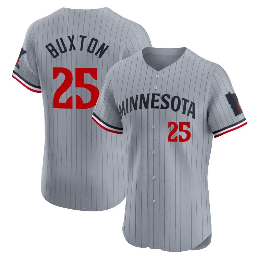 Arlishia M.Twins #25 Byron Buxton Player Gray Home Limited Elite Stitched Jerseys