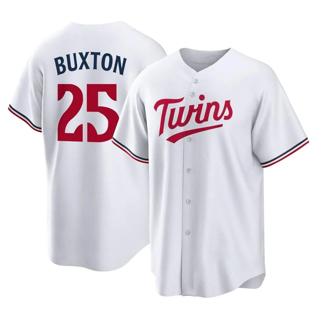 Arlishia M.Twins #25 Byron Buxton Player White Home Game Stitched Jerseys