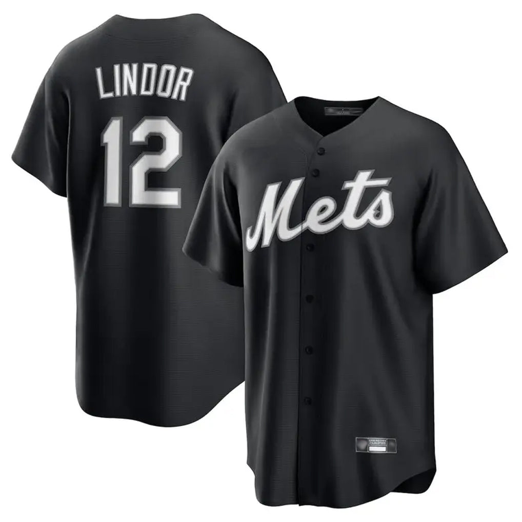 Arlishia NY.Mets #12 Francisco Lindor Player Black Home Game Stitched Jerseys