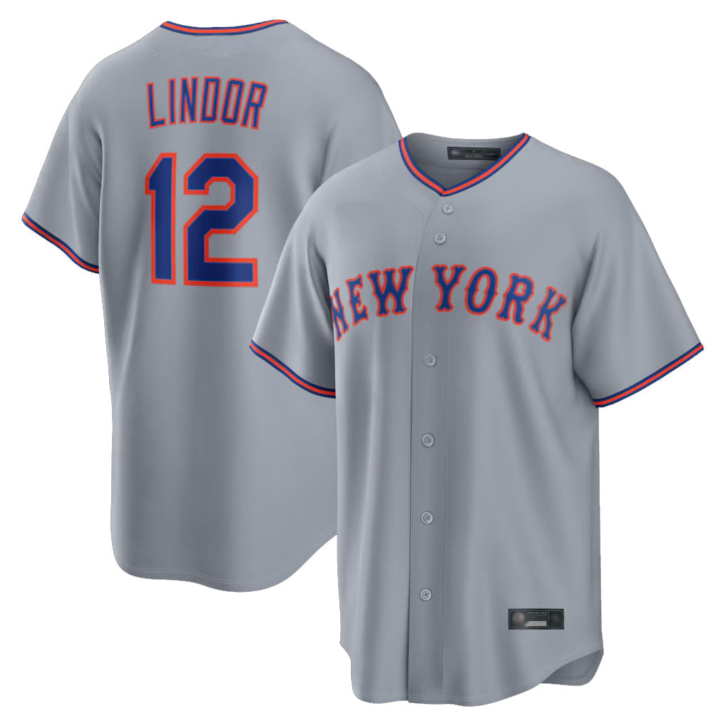 Arlishia NY.Mets #12 Francisco Lindor Player Gray Road Home Game Stitched Jerseys