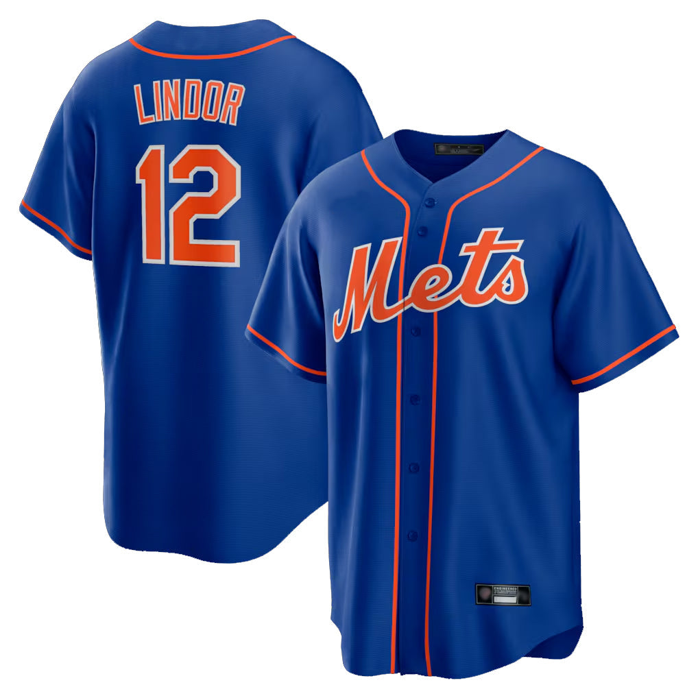 Arlishia NY.Mets #12 Francisco Lindor Player Royal Home Game Stitched Jerseys