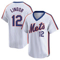 Arlishia NY.Mets #12 Francisco Lindor Player White Cooperstown Collection T-shirt Game Stitched Jerseys