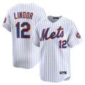 Arlishia NY.Mets #12 Francisco Lindor Player White Home Limited Stitched Jerseys