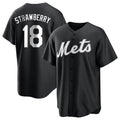 Arlishia NY.Mets #18 Darryl Strawberry Player Black Home Game Stitched Jerseys