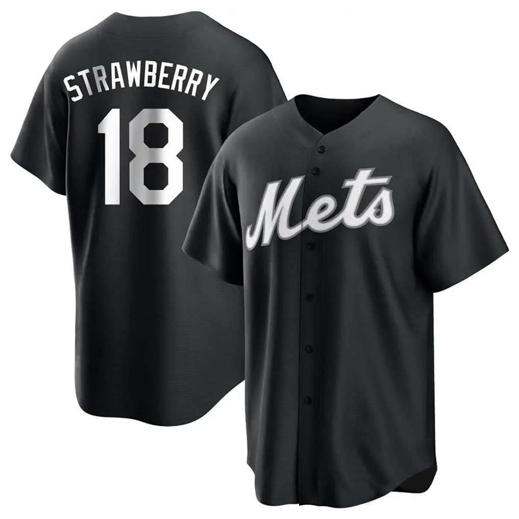 Arlishia NY.Mets #18 Darryl Strawberry Player Black Home Game Stitched Jerseys