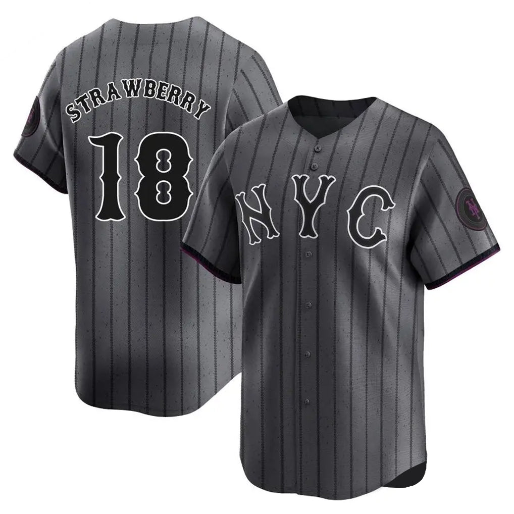 Arlishia NY.Mets #18 Darryl Strawberry Player Gray City Connect Limited Stitched Jerseys