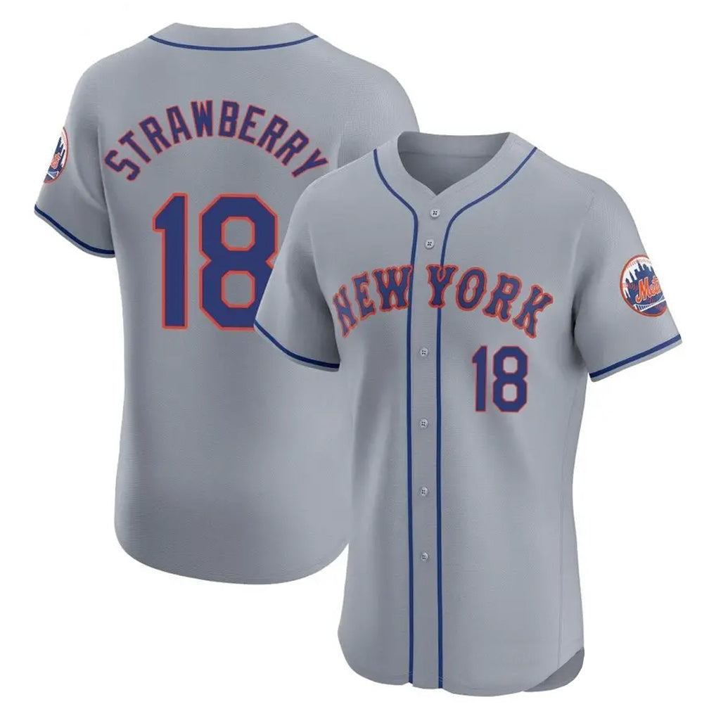 Arlishia NY.Mets #18 Darryl Strawberry Player Gray Road Limited Elite Home Stitched Jerseys