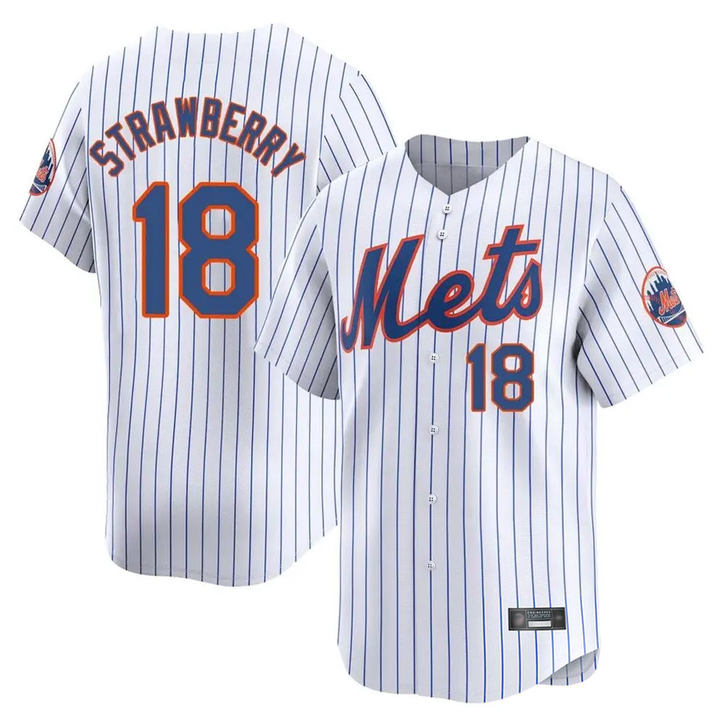 Arlishia NY.Mets #18 Darryl Strawberry Player White Home Limited Stitched Jerseys