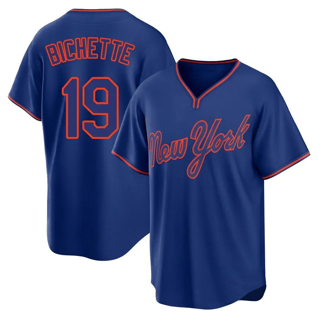 Arlishia NY.Mets #19 Bo Bichette Player Royal T-shirt Home Game Stitched Jerseys