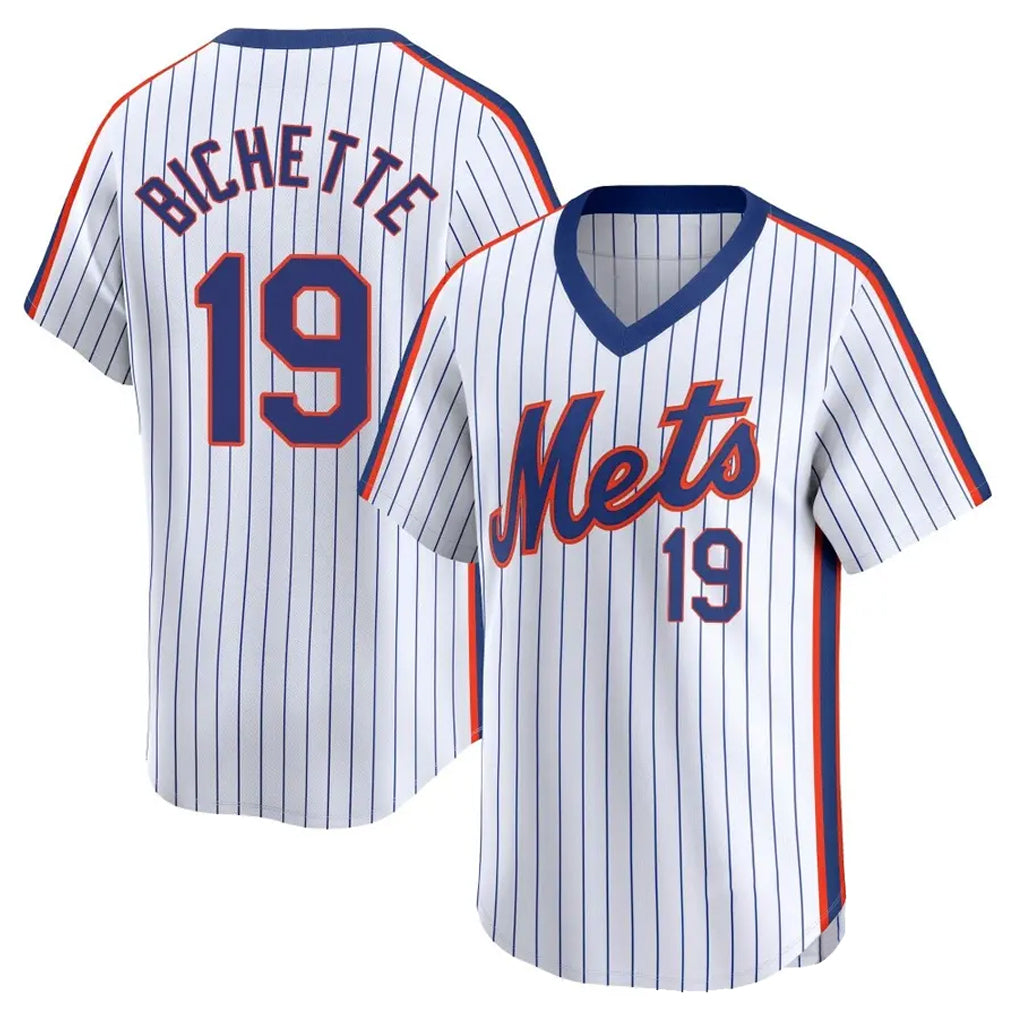 Arlishia NY.Mets #19 Bo Bichette Player White Cooperstown Collection T-shirt Game Stitched Jerseys