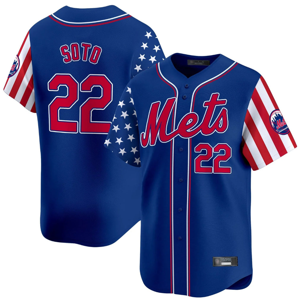 Arlishia NY.Mets #22 Juan Soto Player Royal 2025 Independence Day Vapor Premier Limited  Stitched Jerseys