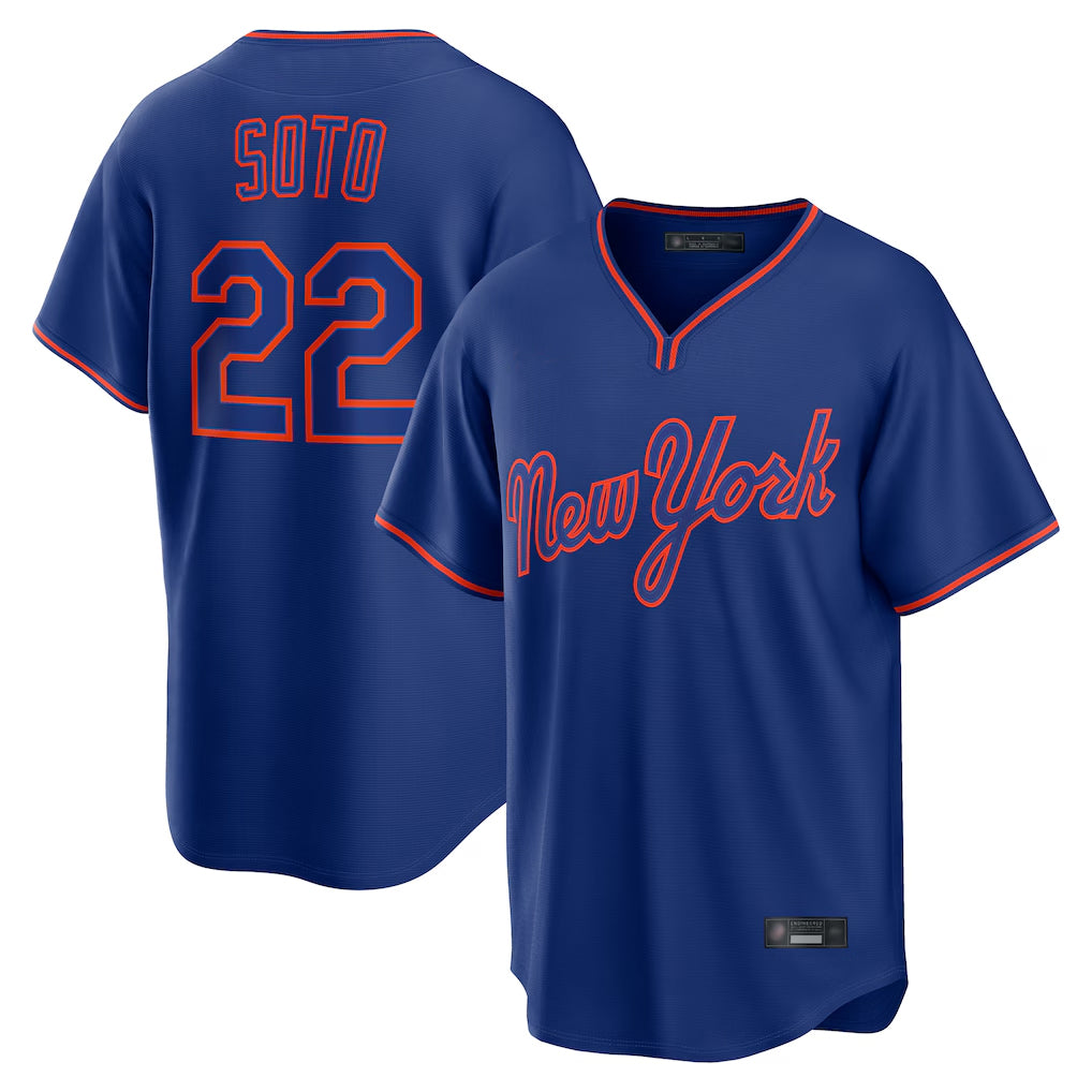 Arlishia NY.Mets #22 Juan Soto Player Royal T-shirt Home Game Stitched Jerseys