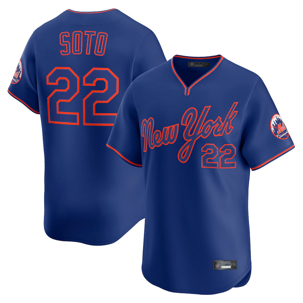 Arlishia NY.Mets #22 Juan Soto Player Royal T-shirt Home Limited Elite Stitched Jerseys