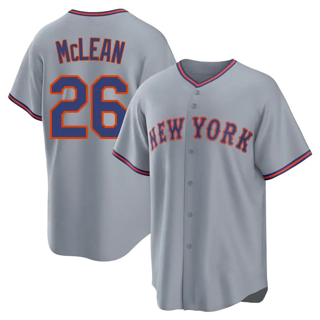Arlishia NY.Mets #26 Nolan McLean Player Gray Road Home Game Stitched Jerseys