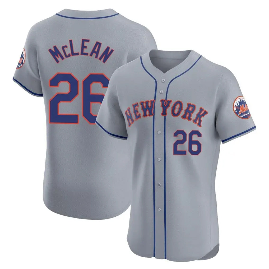 Arlishia NY.Mets #26 Nolan McLean Player Gray Road Limited Elite Home Stitched Jerseys